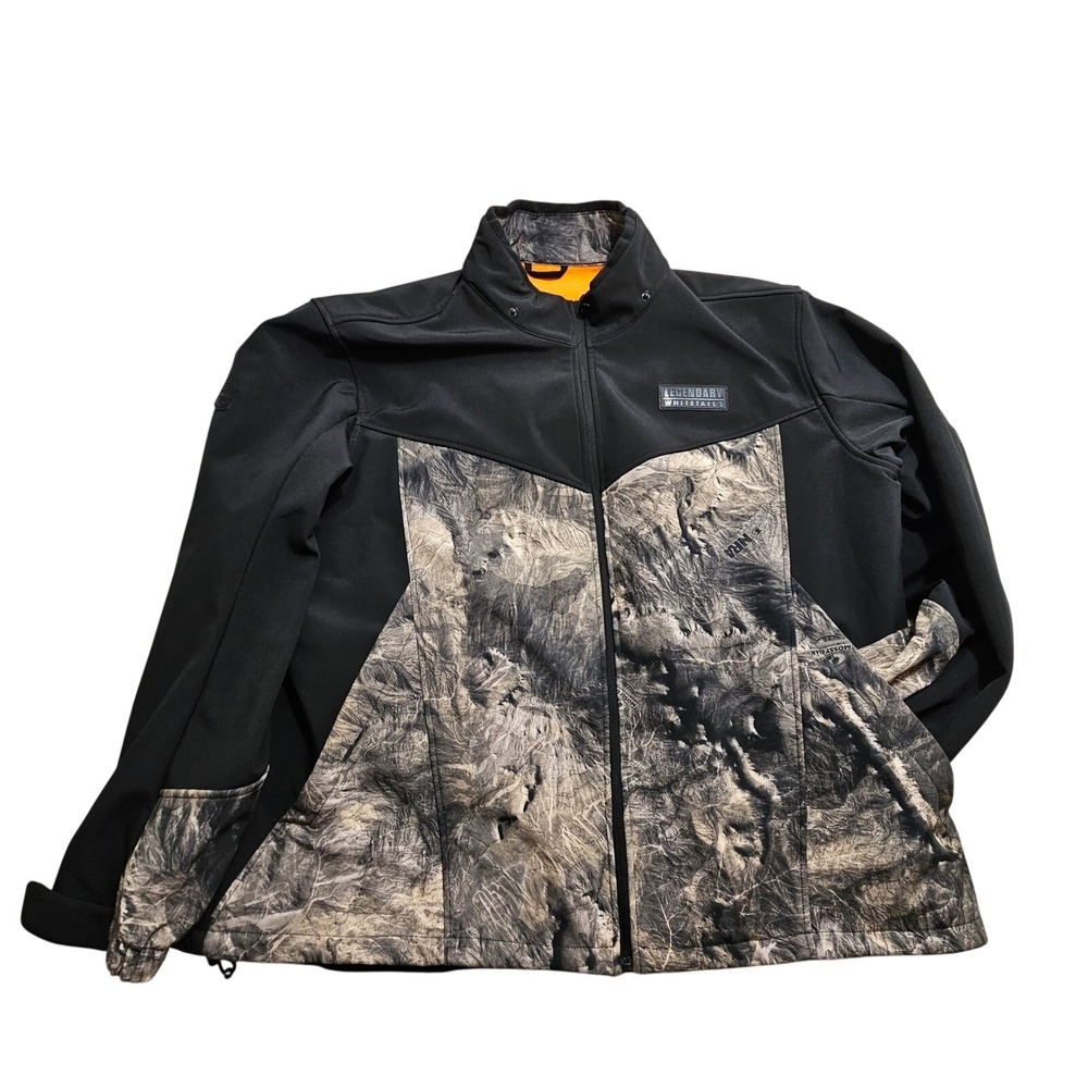 Legendary Whitetails Mens 3XL CCW Softshell Jacket Mossy Oak Camo Black Full Zip